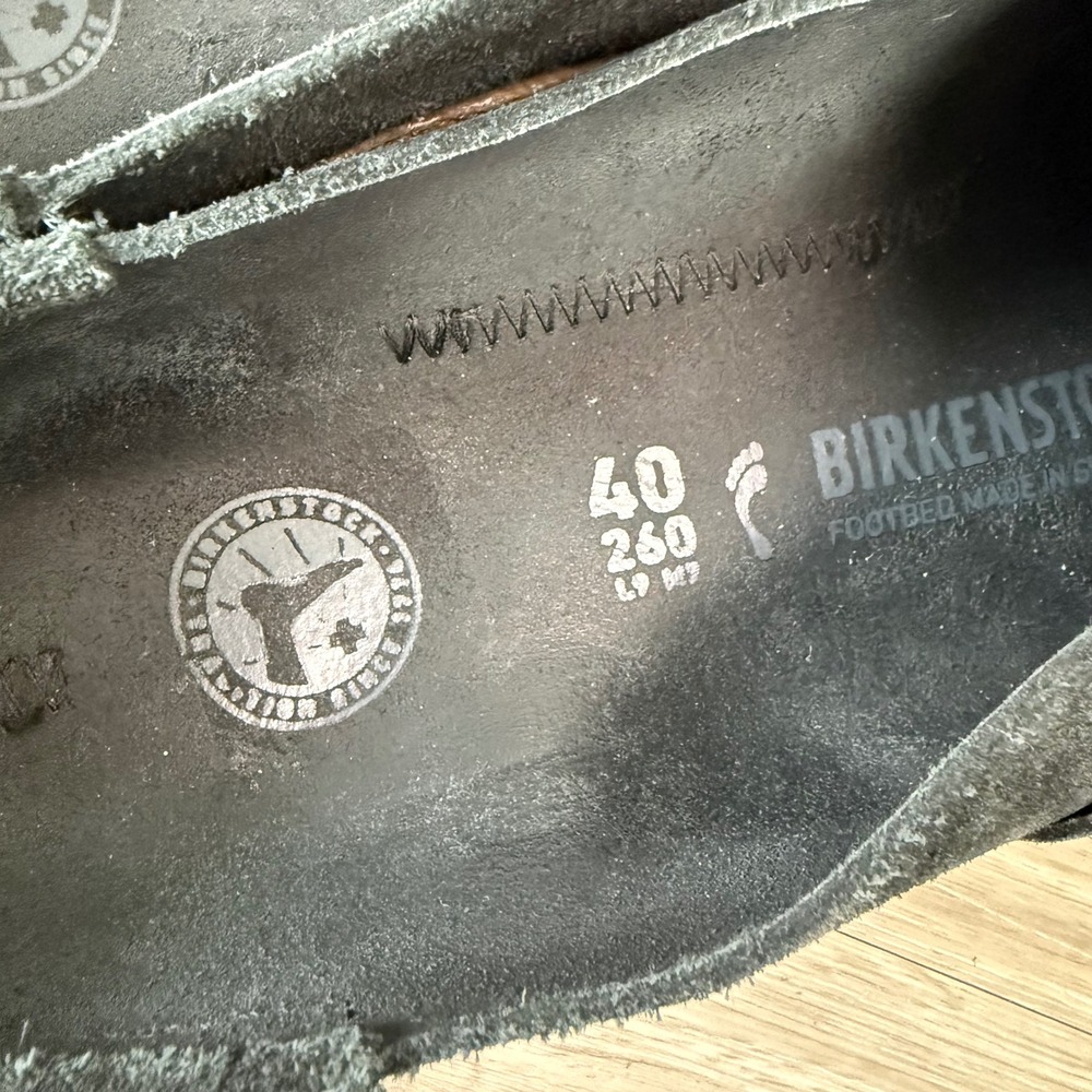 Birkenstock Black Buckley Suede Leather Clog Slip On Size EU40 US9 - Picture 10 of 11